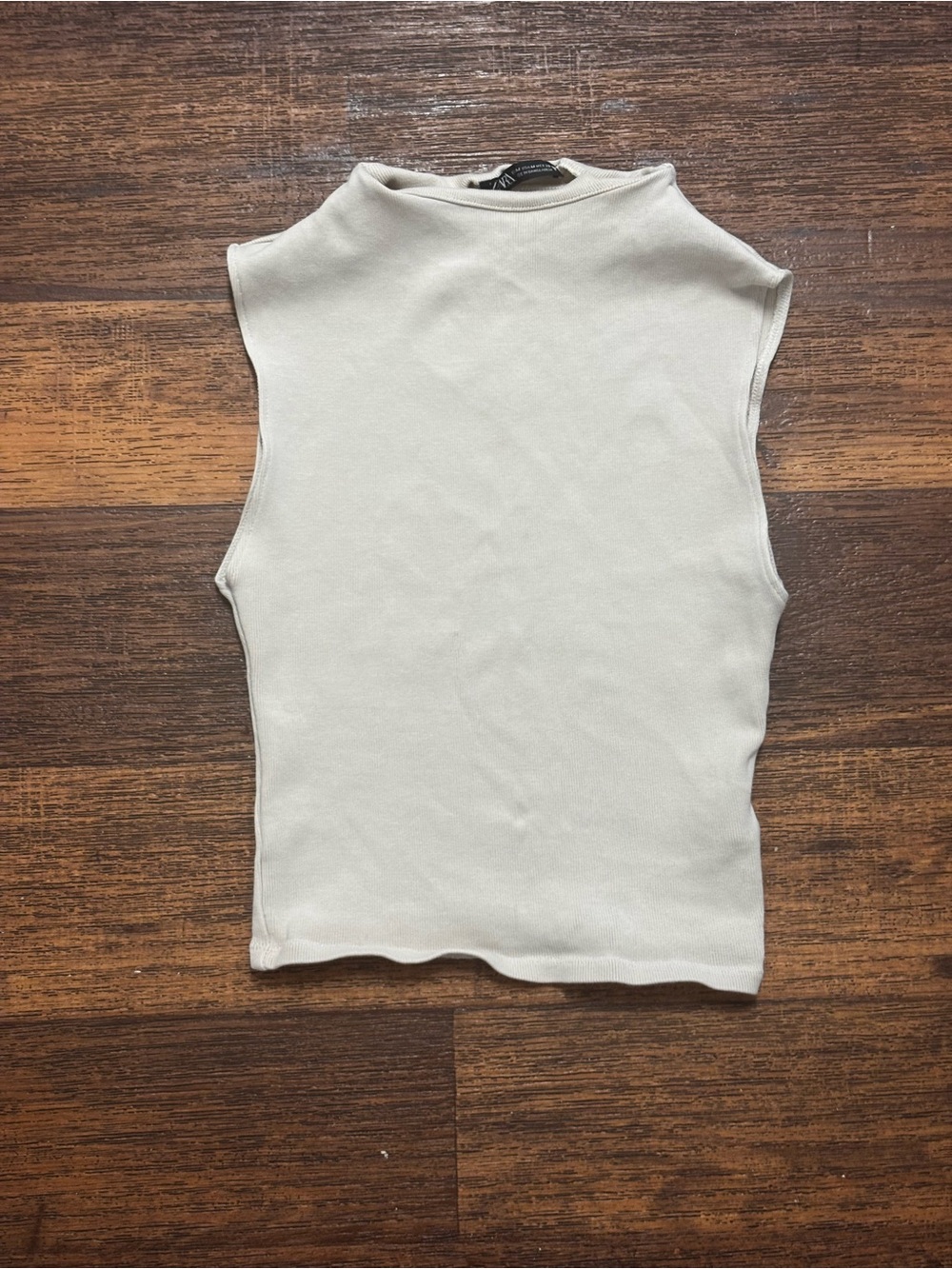 Zara Sleeveless Mock Neck Tank Top - Cream